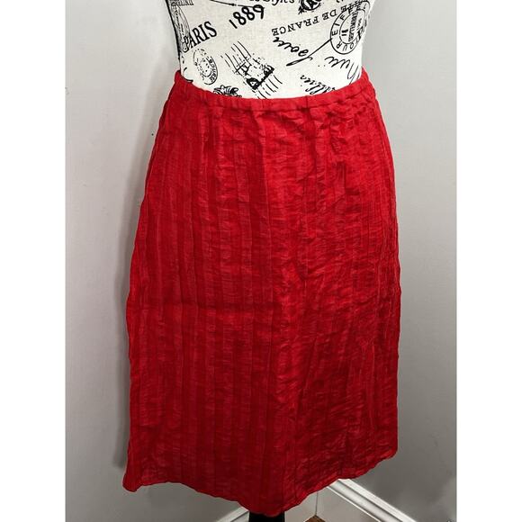 J. Crew Dresses & Skirts - J Crew Textured Linen Blend Skirt Womens 14 Red Crinkled Pencil Lightweight
